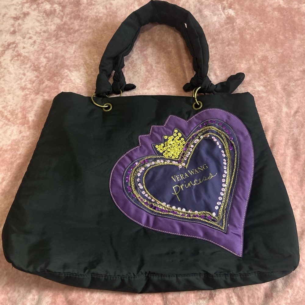 Vera Wang Princess Black and Purple Tote Bag - Picture 2 of 7